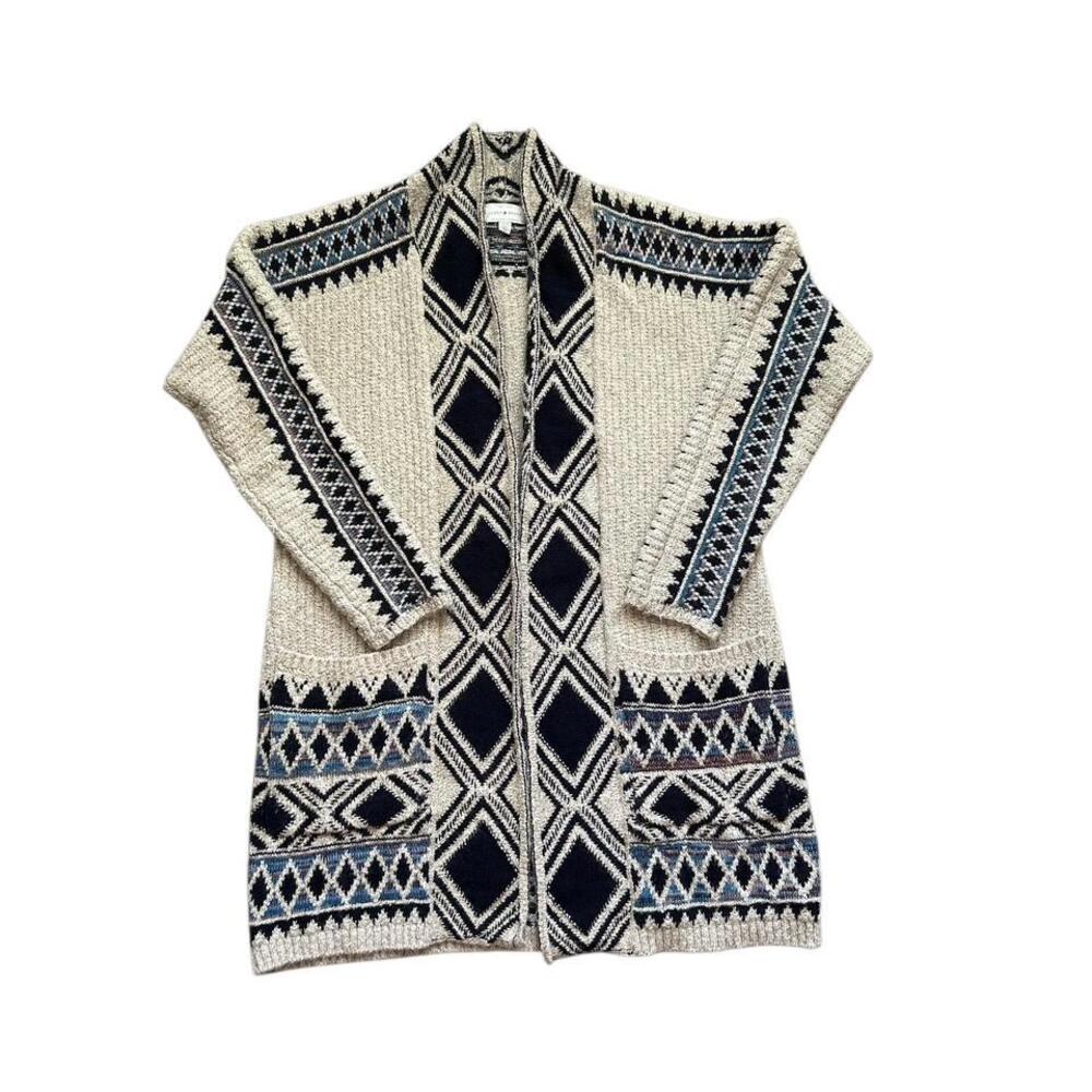Lucky Brand Women’s Size XS Aztec Southwestern Boho Open Front Cardigan Duster